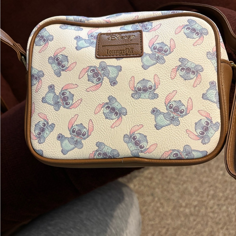 Disney Cream Crossbody Bag with Pastel Stitch Print